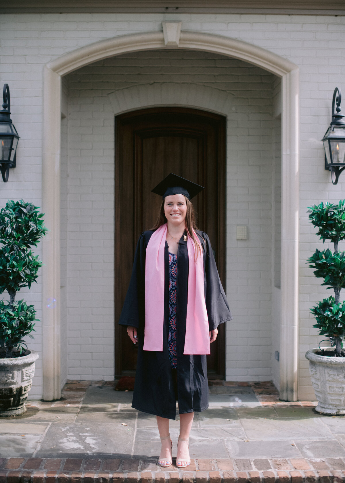 Senior graduation photos taken in Houston during soical distant graduation