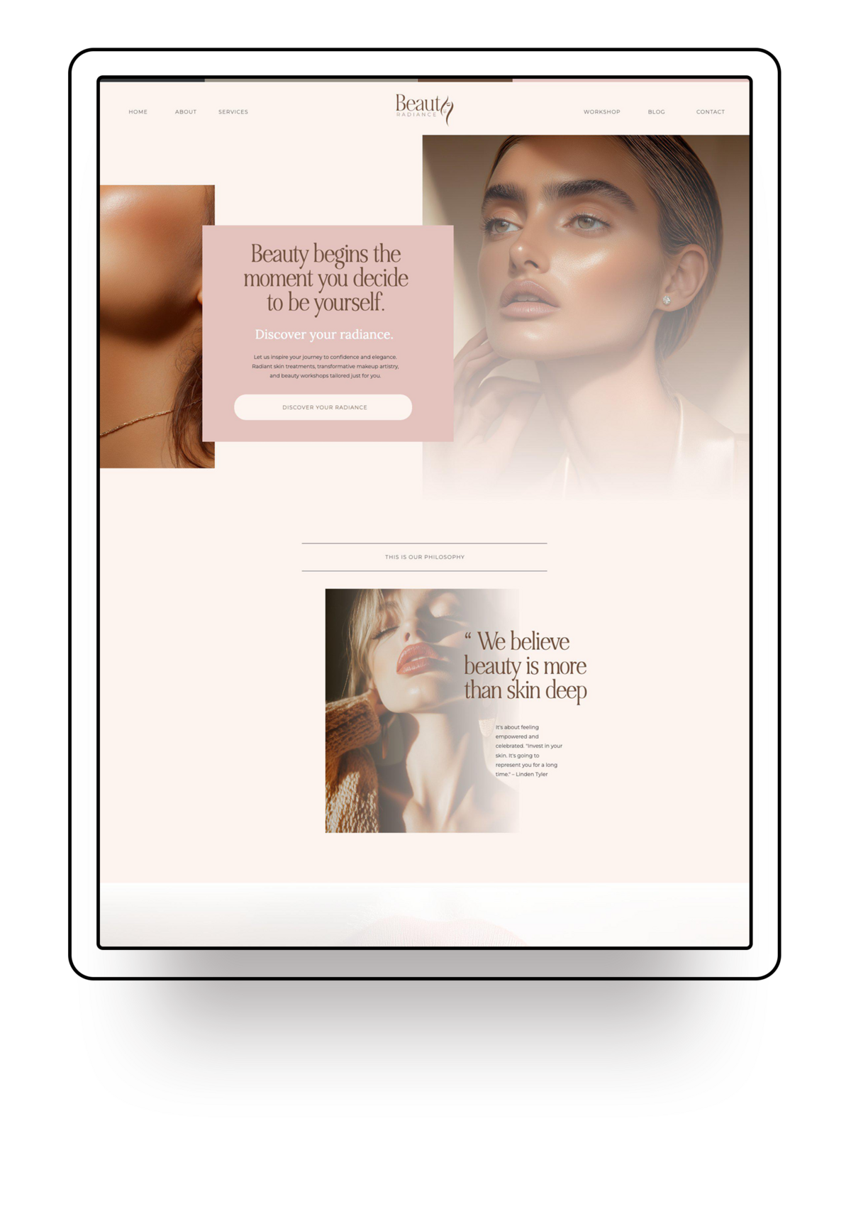 Website template offered for showit template customisation services Palme Design Co