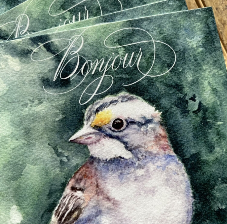 Custom bird watercolor portrait with custom calligraphy