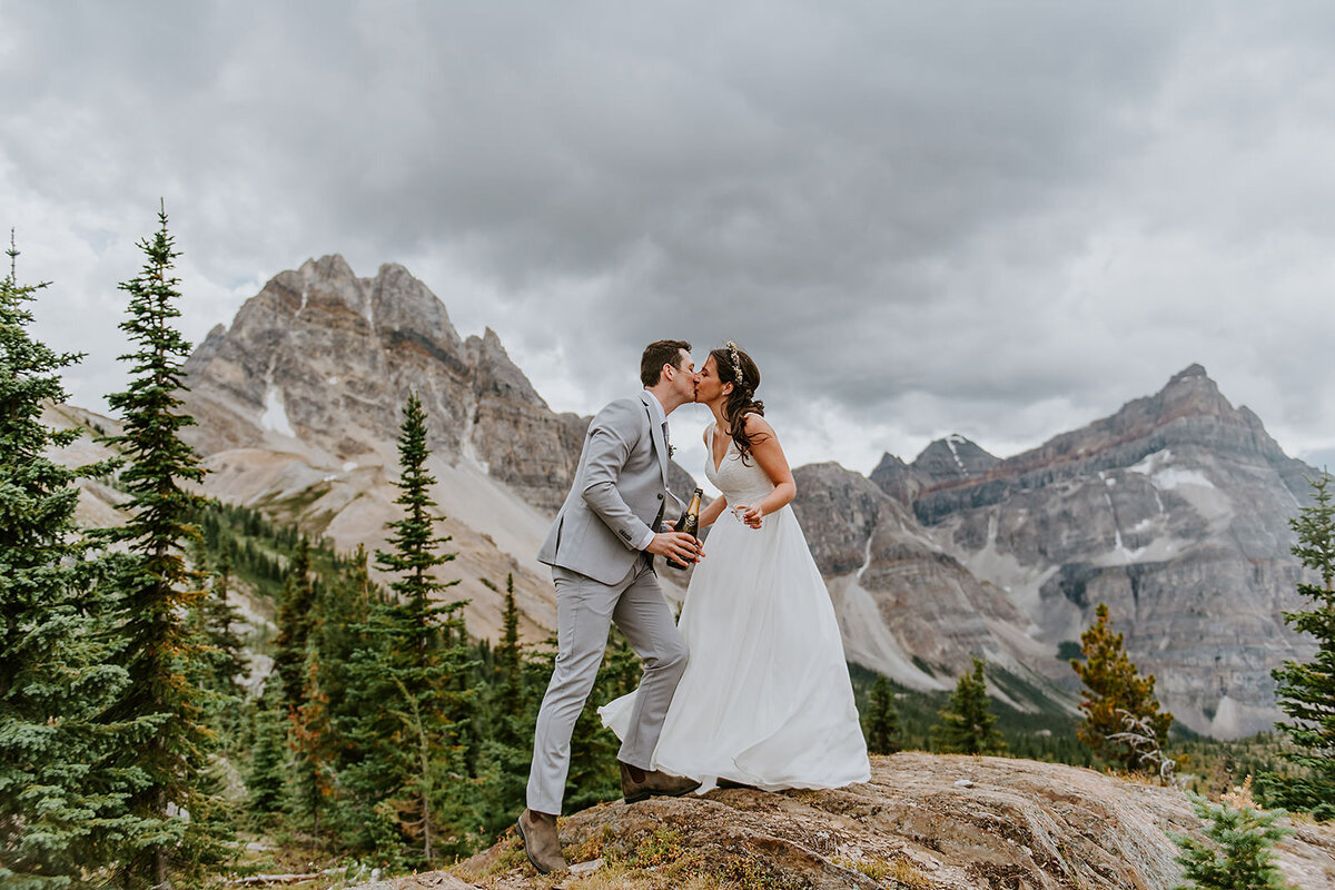 Couple during their Helicopter elopement in Whistler B.C