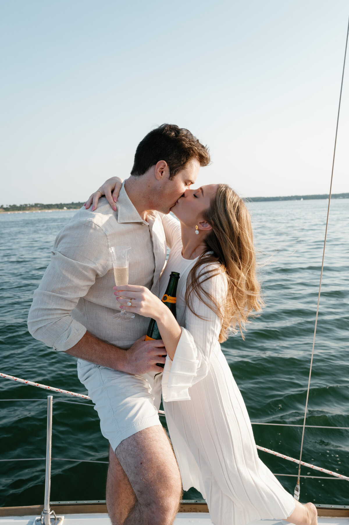 Cape Cod Engagement Photography on a Sailboat 7