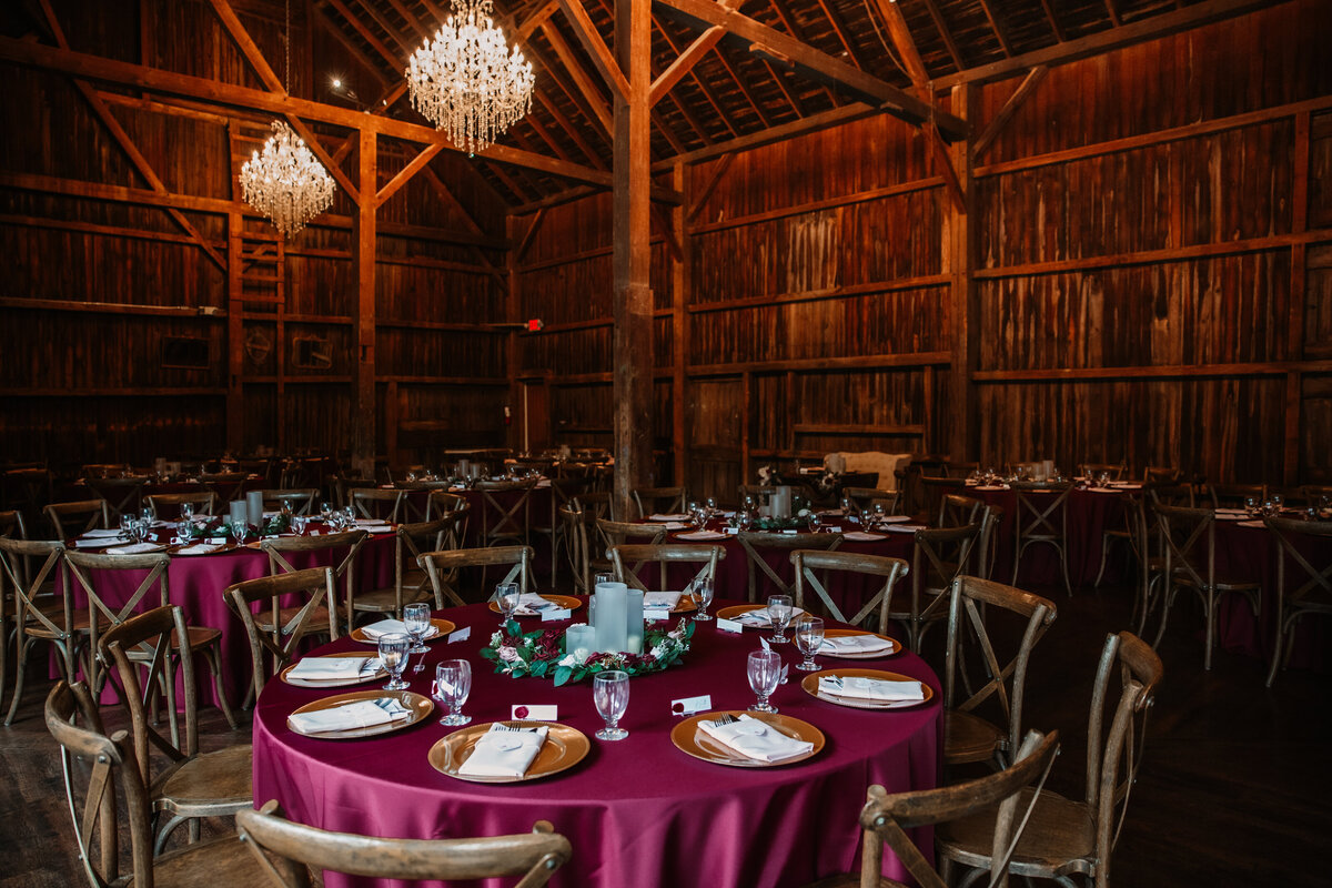 Details of a wedding reception set up with pink linen at The Landing
