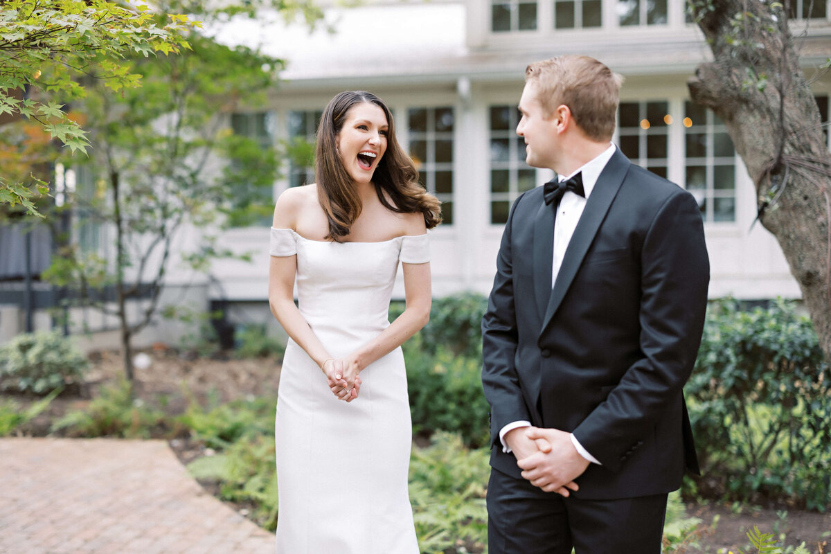 Bride and groom first look