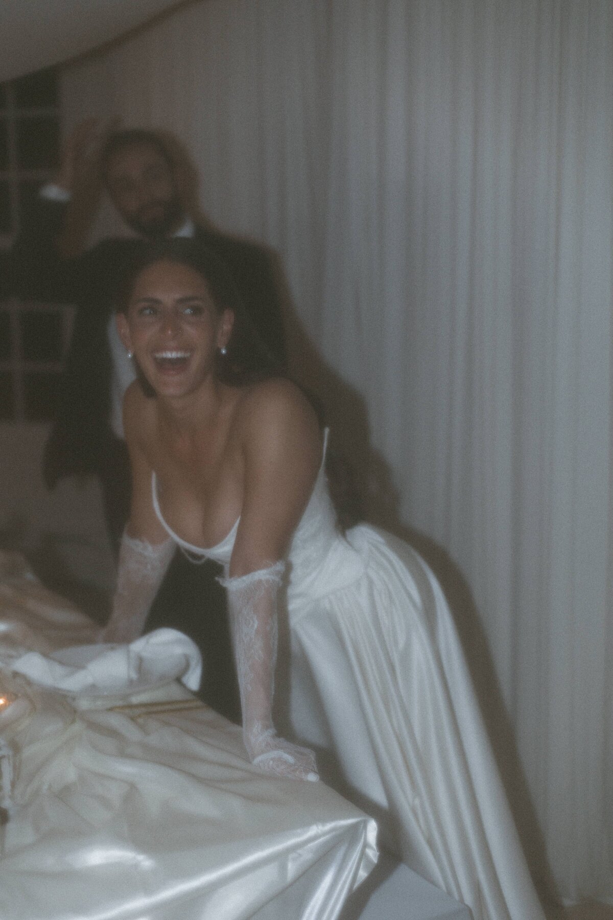 Flash photo of NYC bride serving main character energy