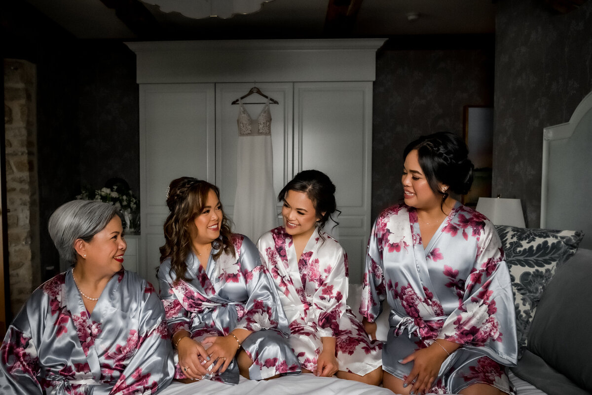 Floral Robes on Bridesmaids at Elora Mill