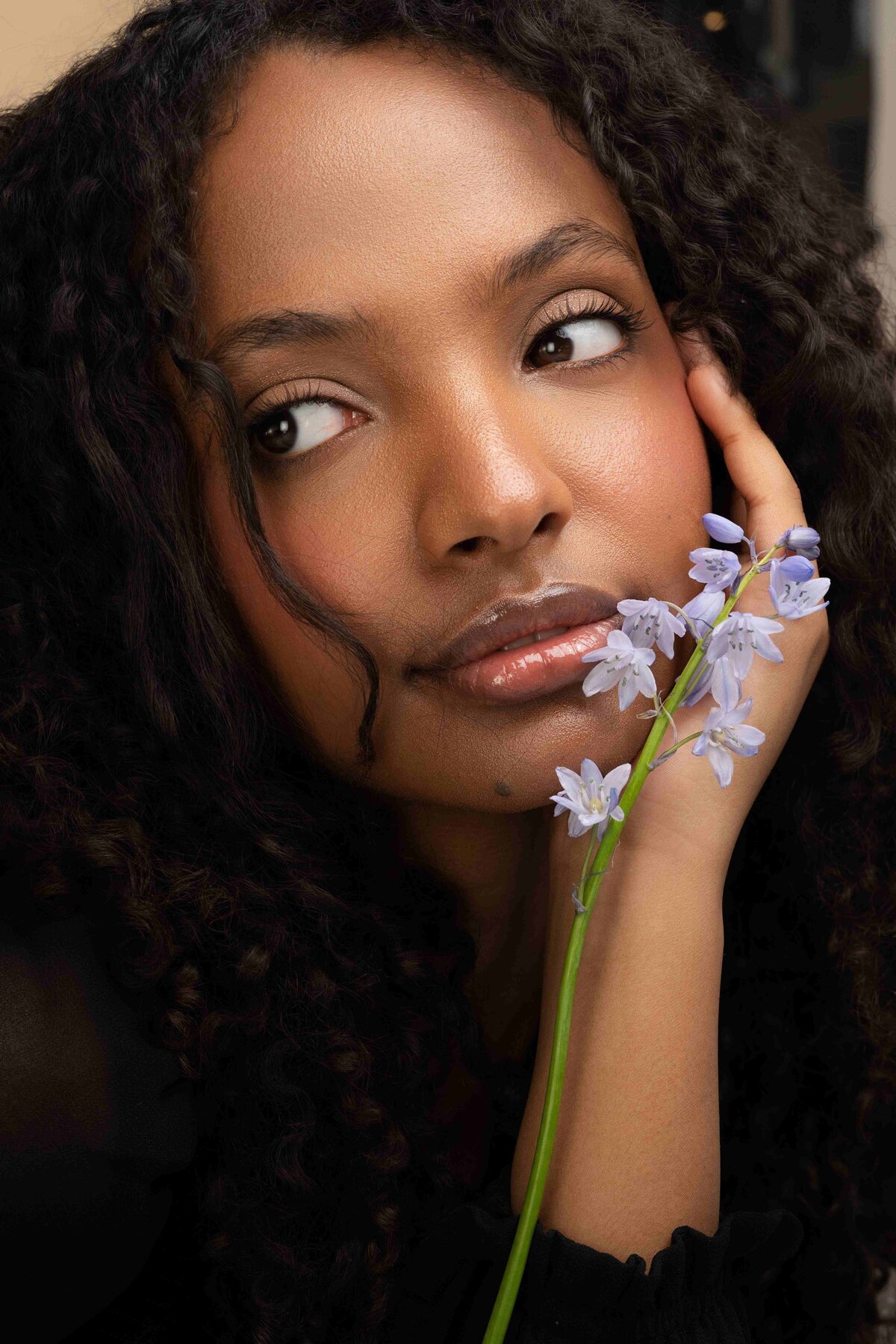 model posing with flower