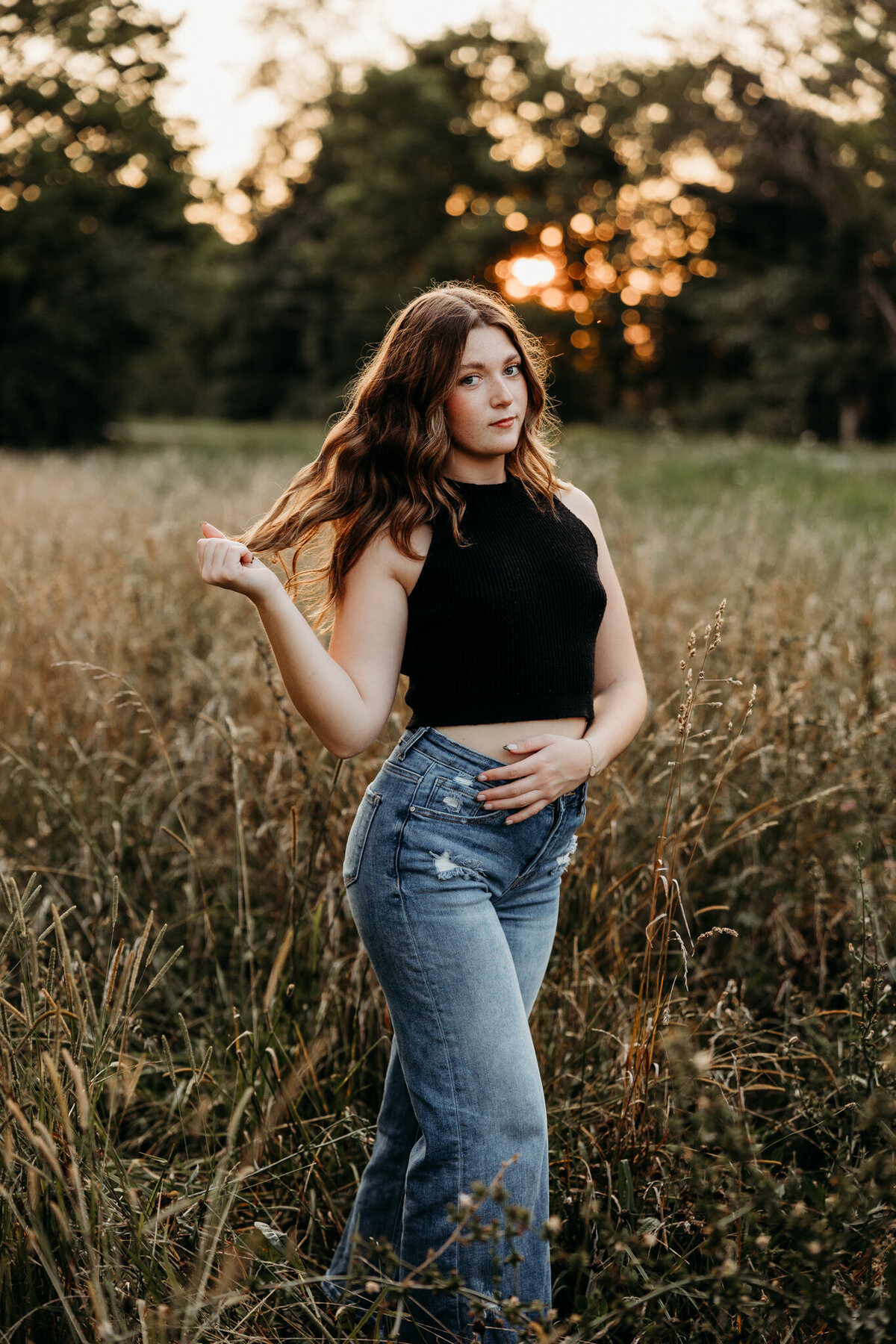 summer golden hour senior session