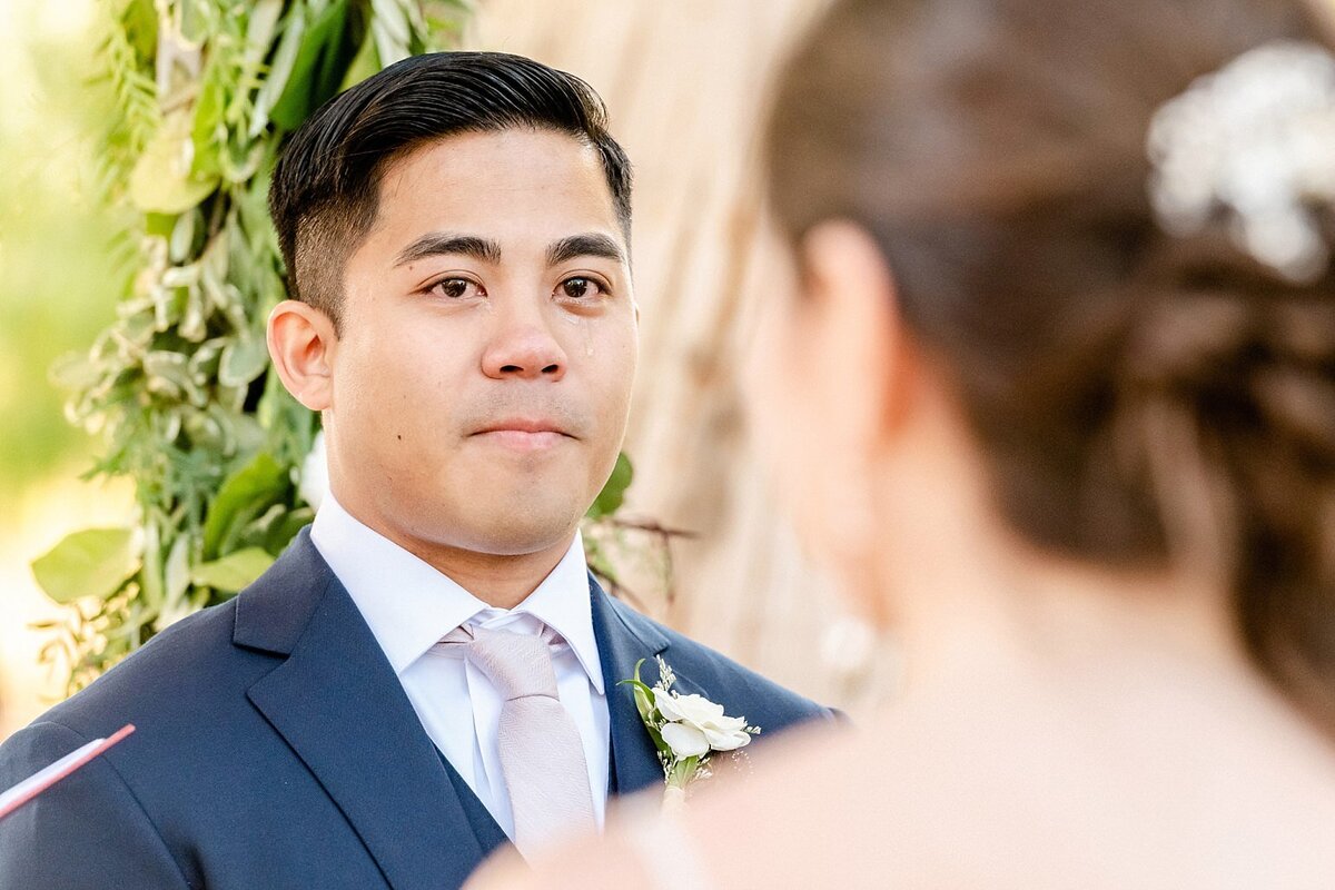 Grooms emotional reaction to bride