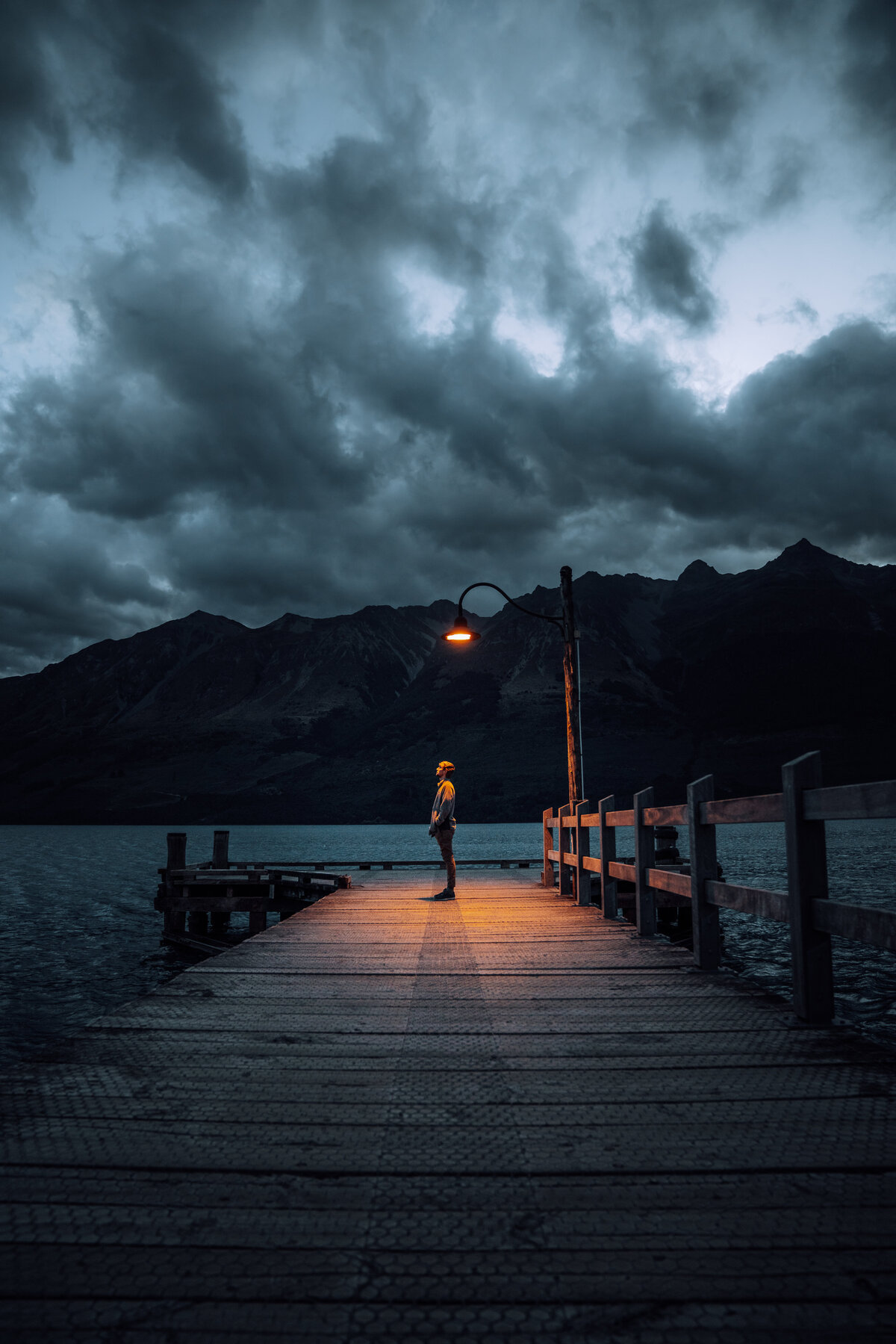 South Island, New Zealand at night on boardwalk