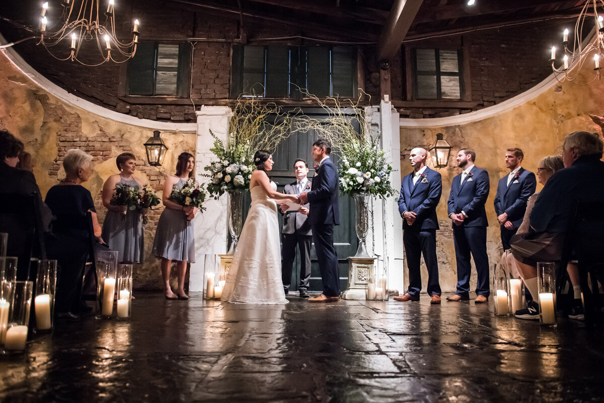 Latrobe's wedding ceremony in courtyard