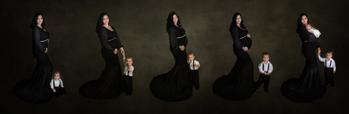 Maternity progression of mama and big brother from early pregnancy to birth of little sister