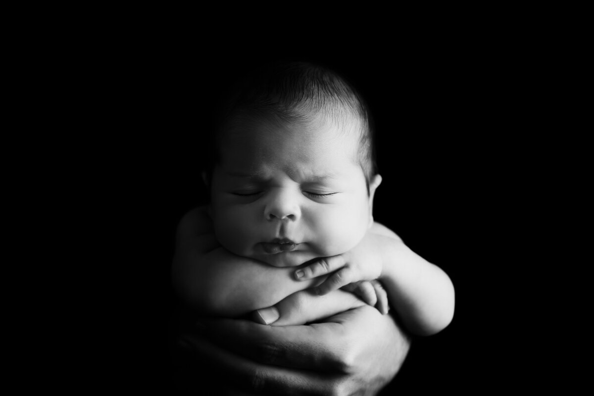 Black and white newborn image