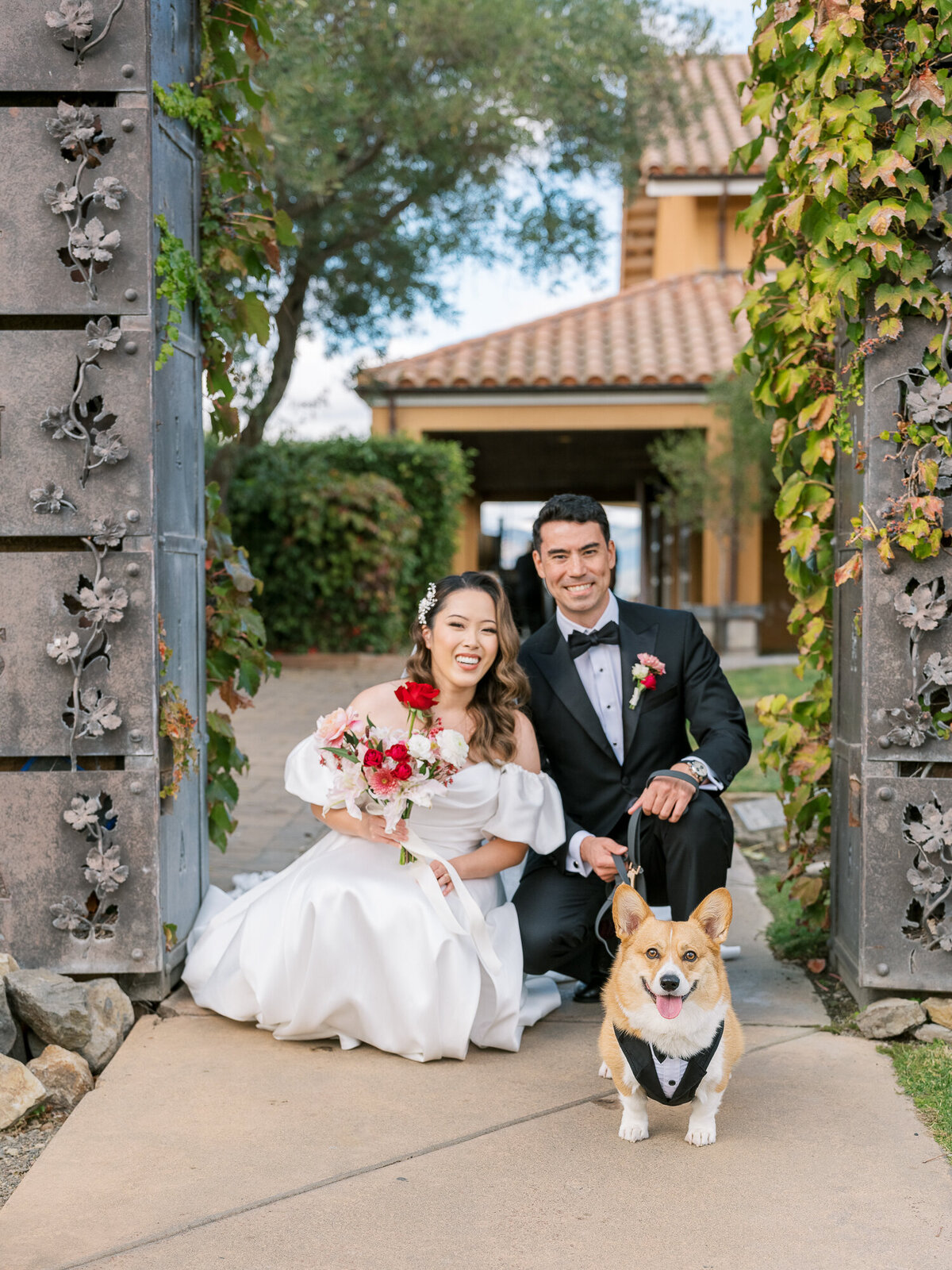Bridal portrait with dog of honor