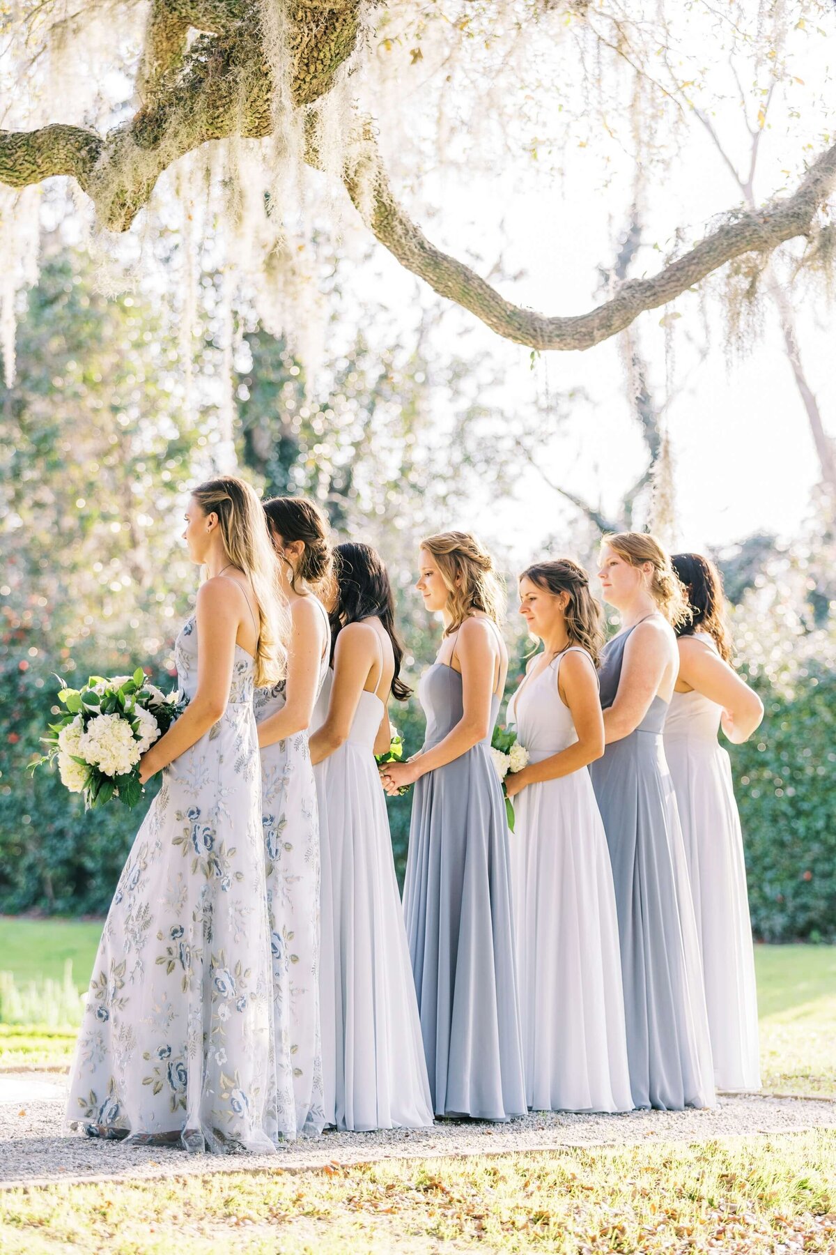 bridesmaids in french blue dresses