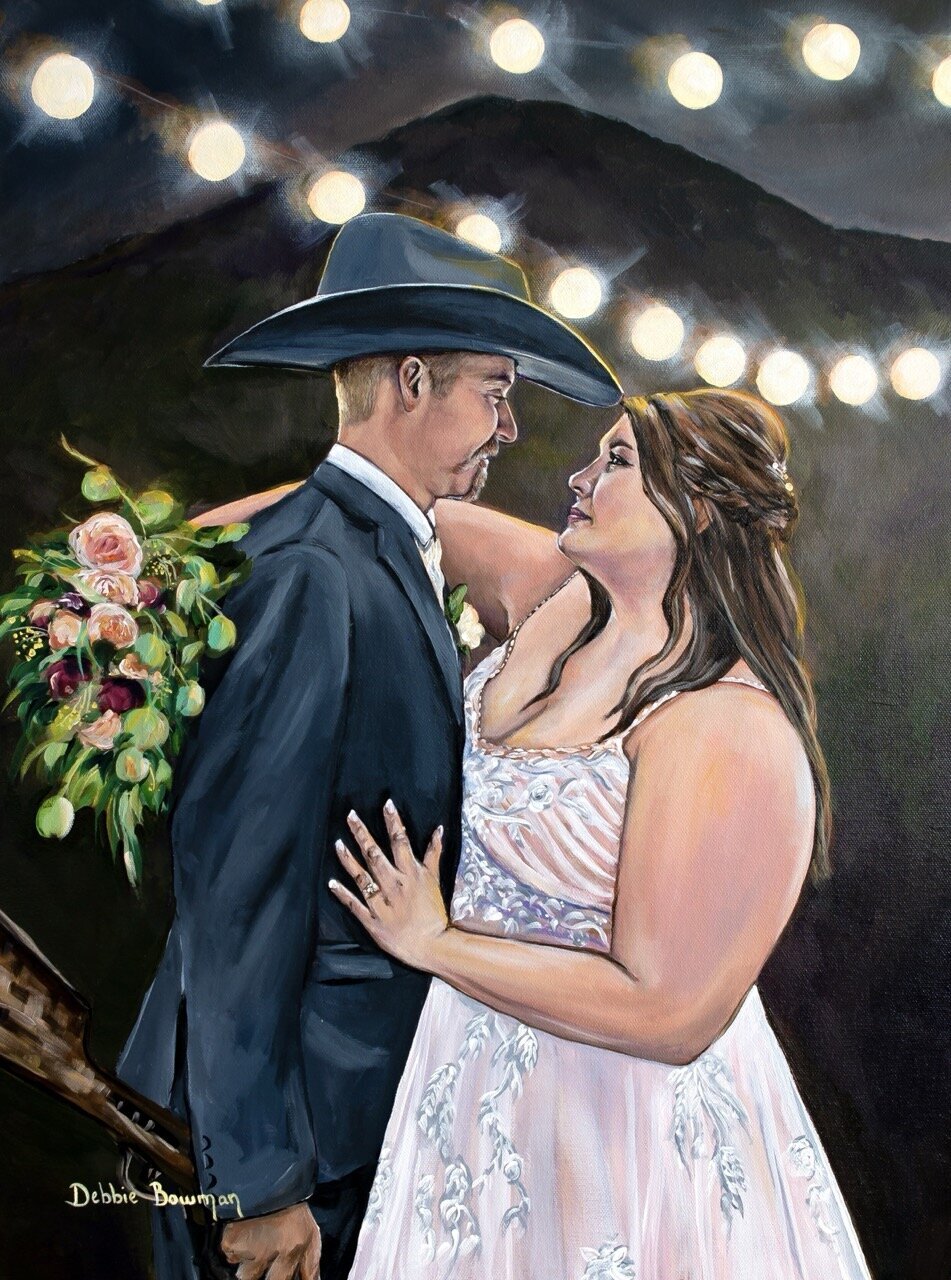 First dance painted for a wedding at Ranch Black Hills in South Dakota