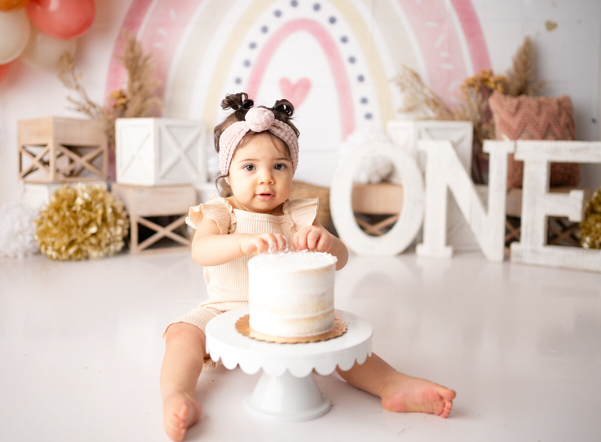 boho rainbow cake smash