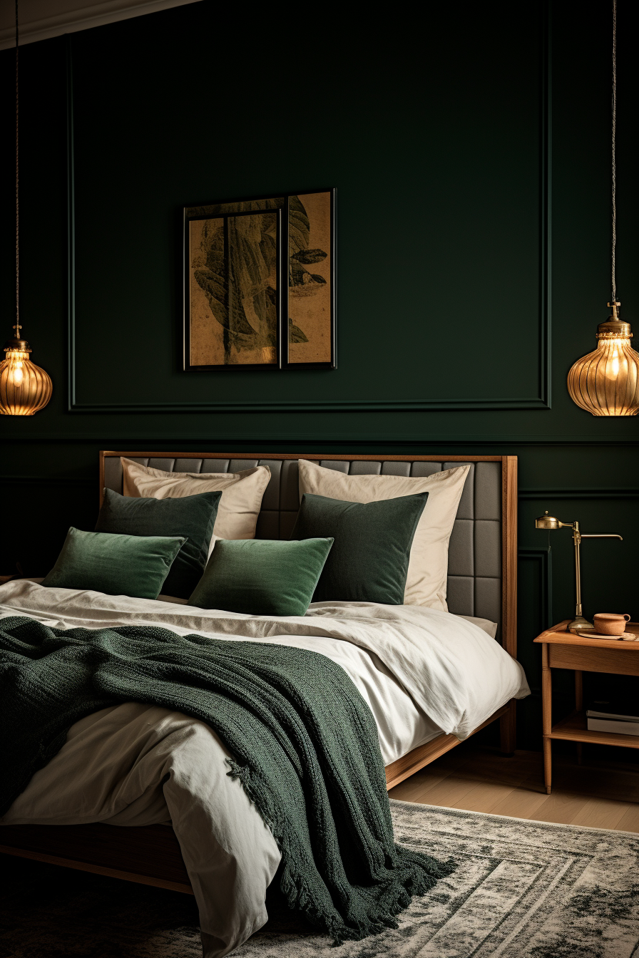 8bitbabe__interior_design_of_a_moody_bedroom_with_dark_green_wa_ae4a72e4-3a85-417a-92a0-e4cfc3de2770