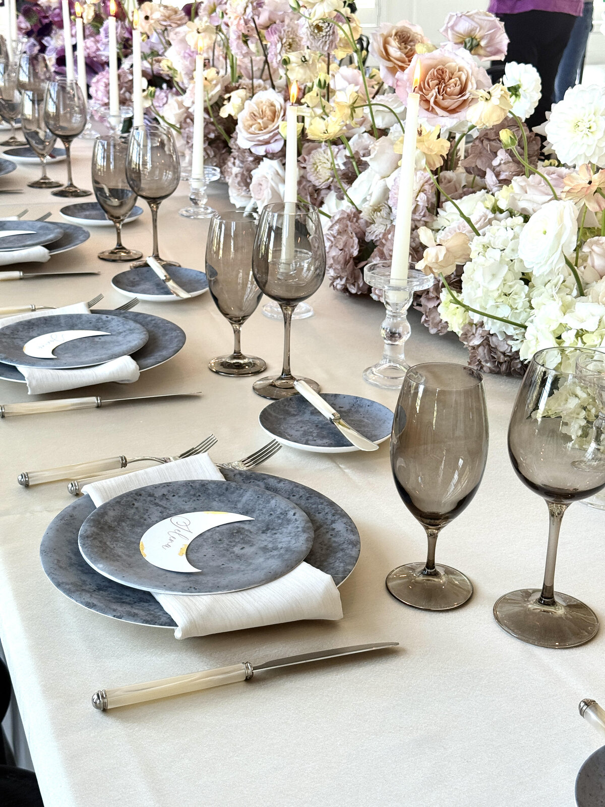 tablescape with moon placecards