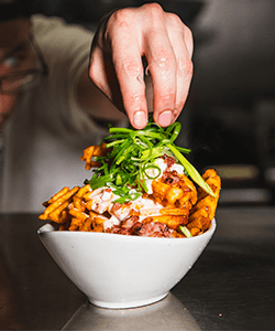 Blue Cheese Waffle Fries from Max Dales Steak and Chop House Restaurant in Mount Vernon