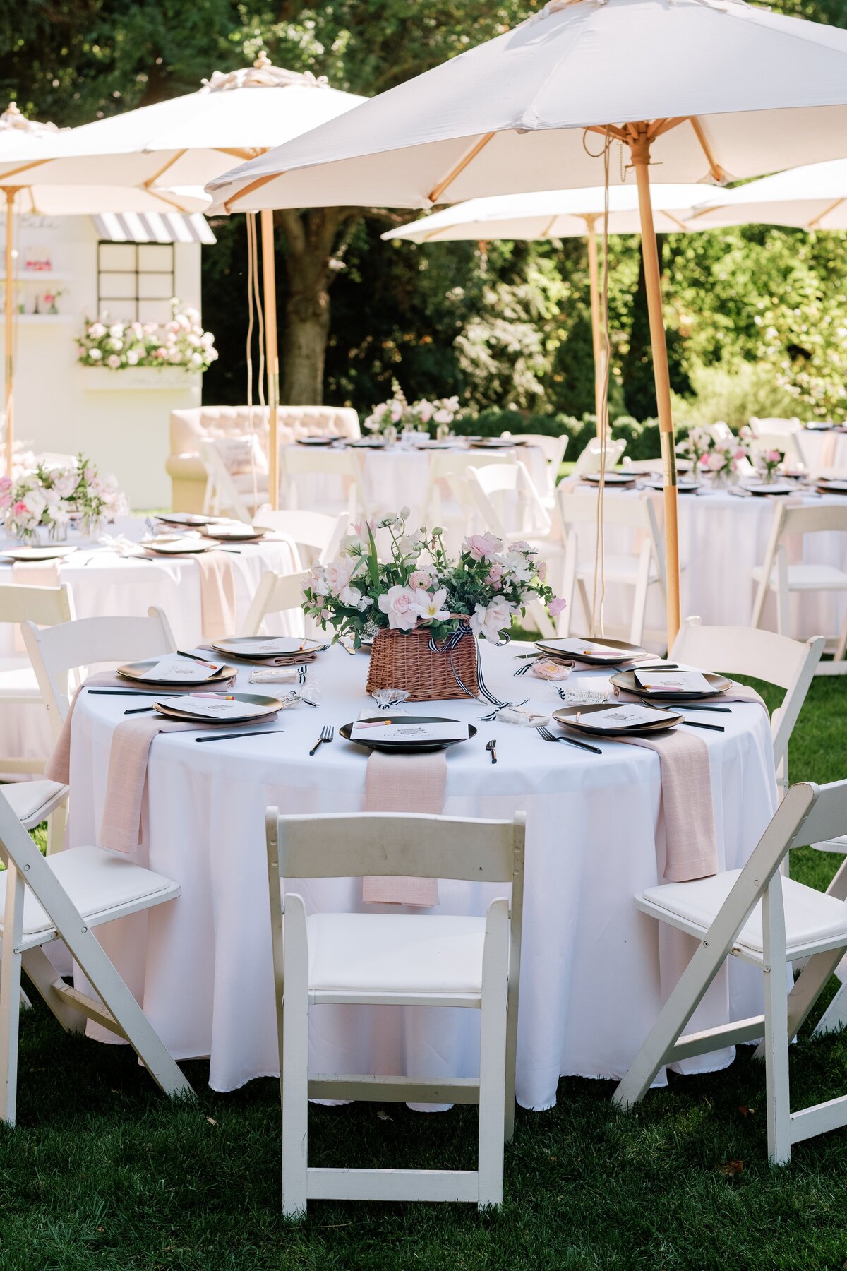 black, pink, white, garden arrangement