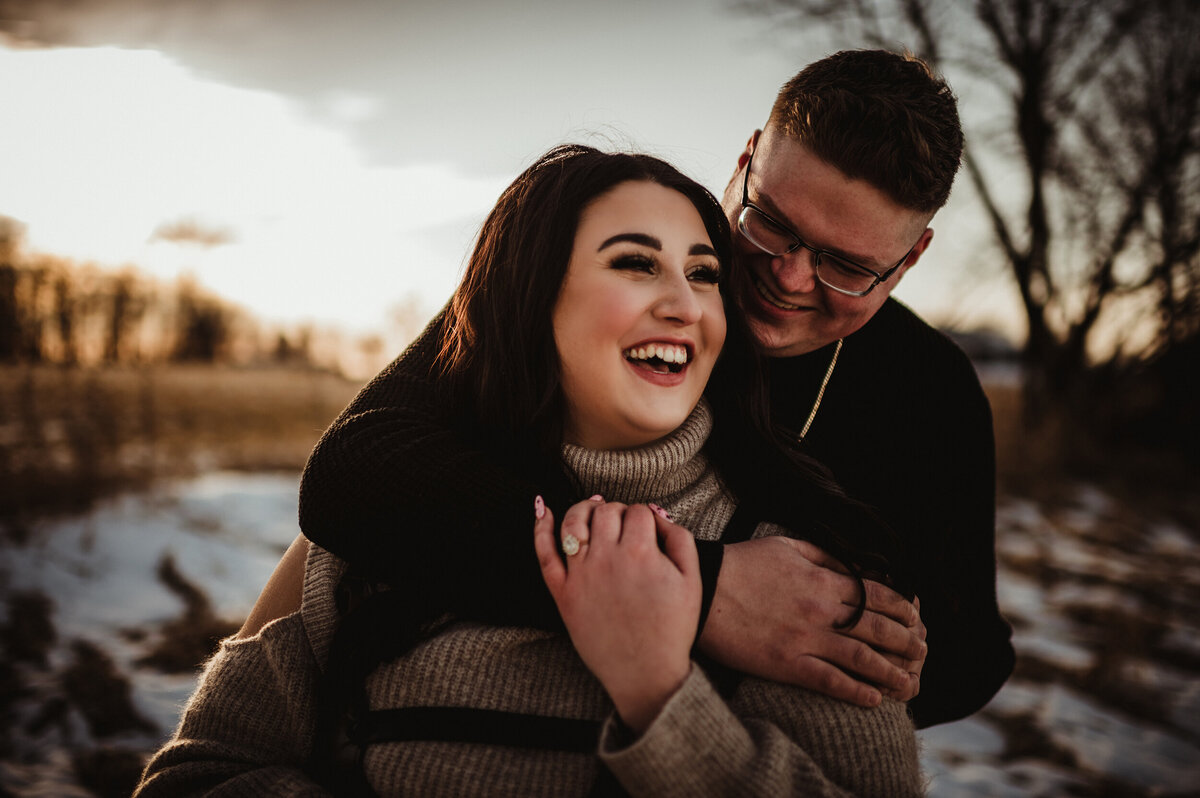 fun winter engagement session