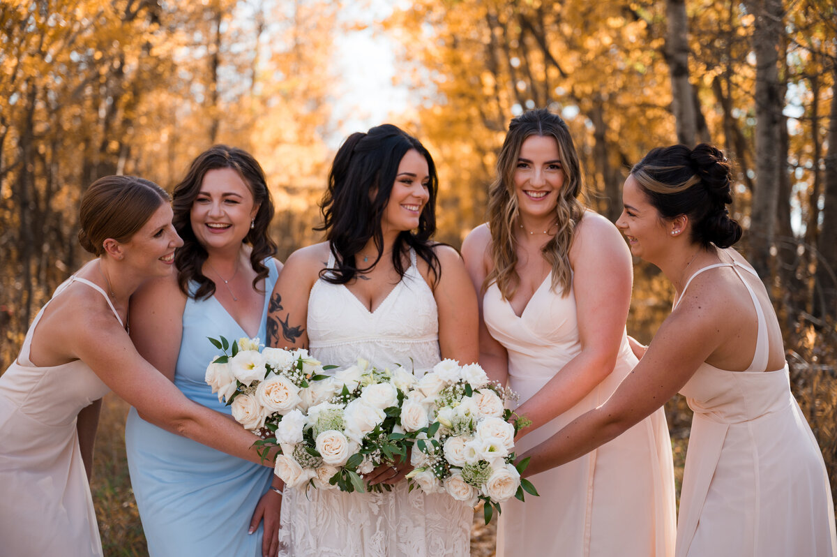 bride and her bridesmaids in Edmonton Alberta