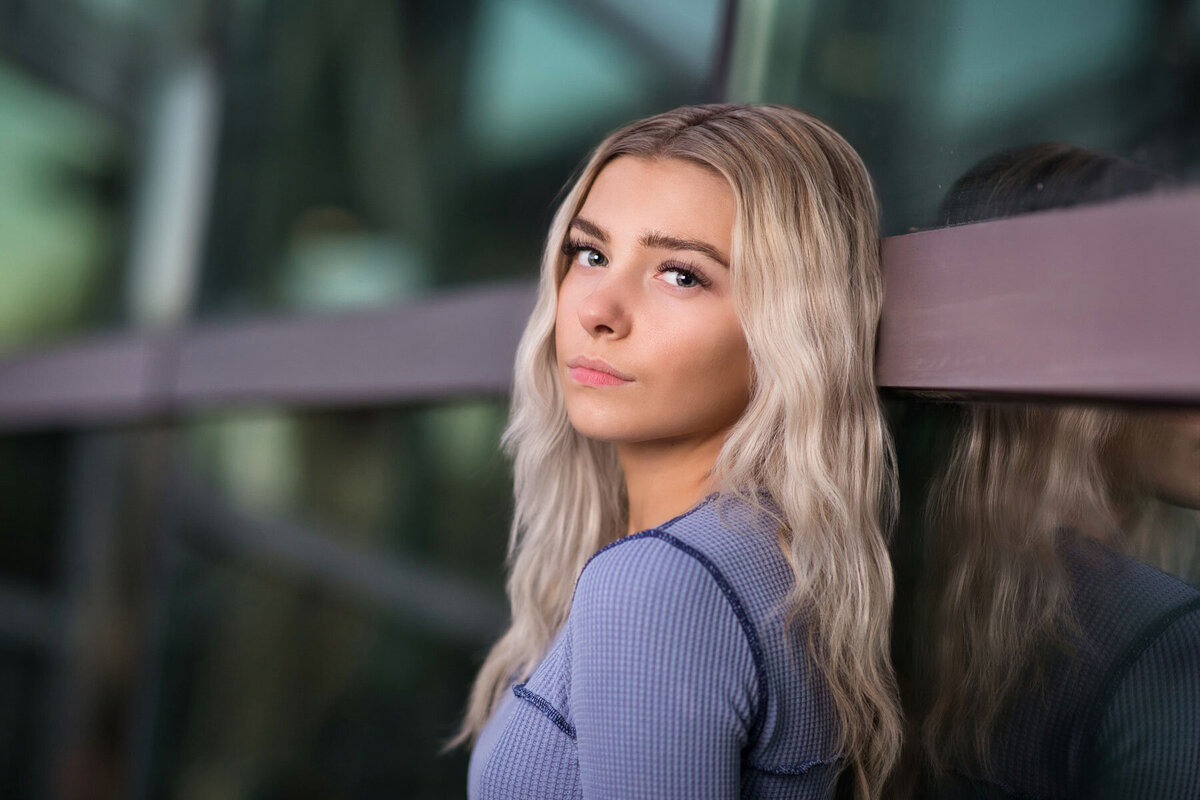 Portrait of senior girl taken in Salt Lake City in Urban setting.