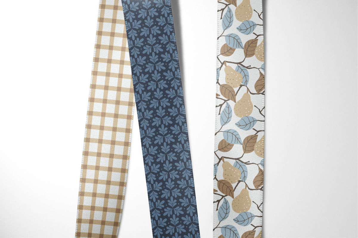 Pear and gingham satin ribbon Reverie collection designs Green Acre Designs