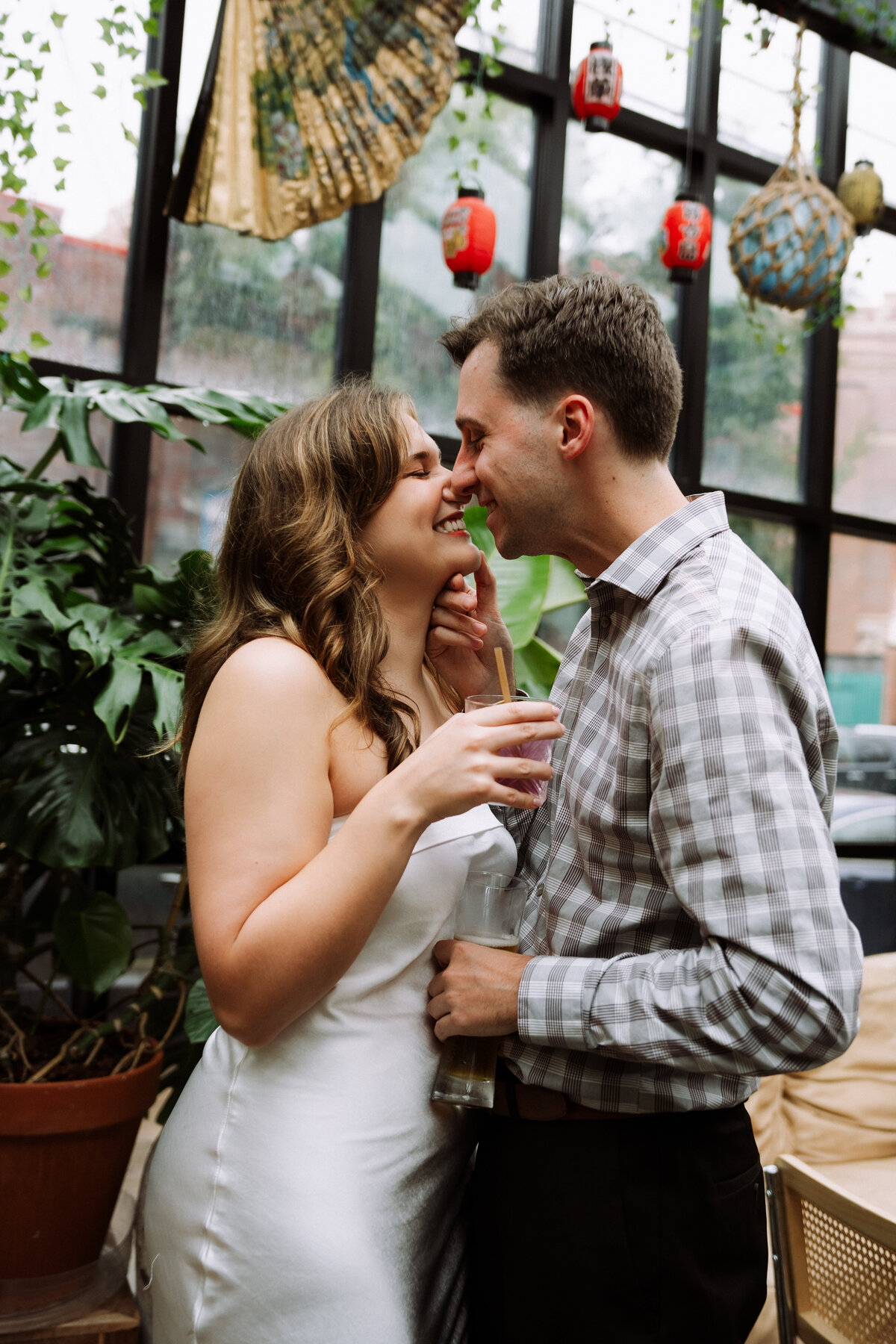 couple sharing special moment in a cafe