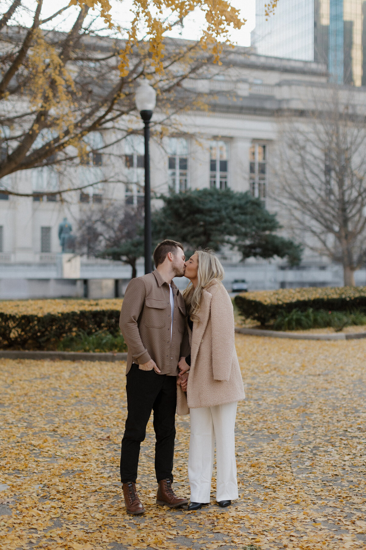 Indianapolis engagement photographer candid fall portrait