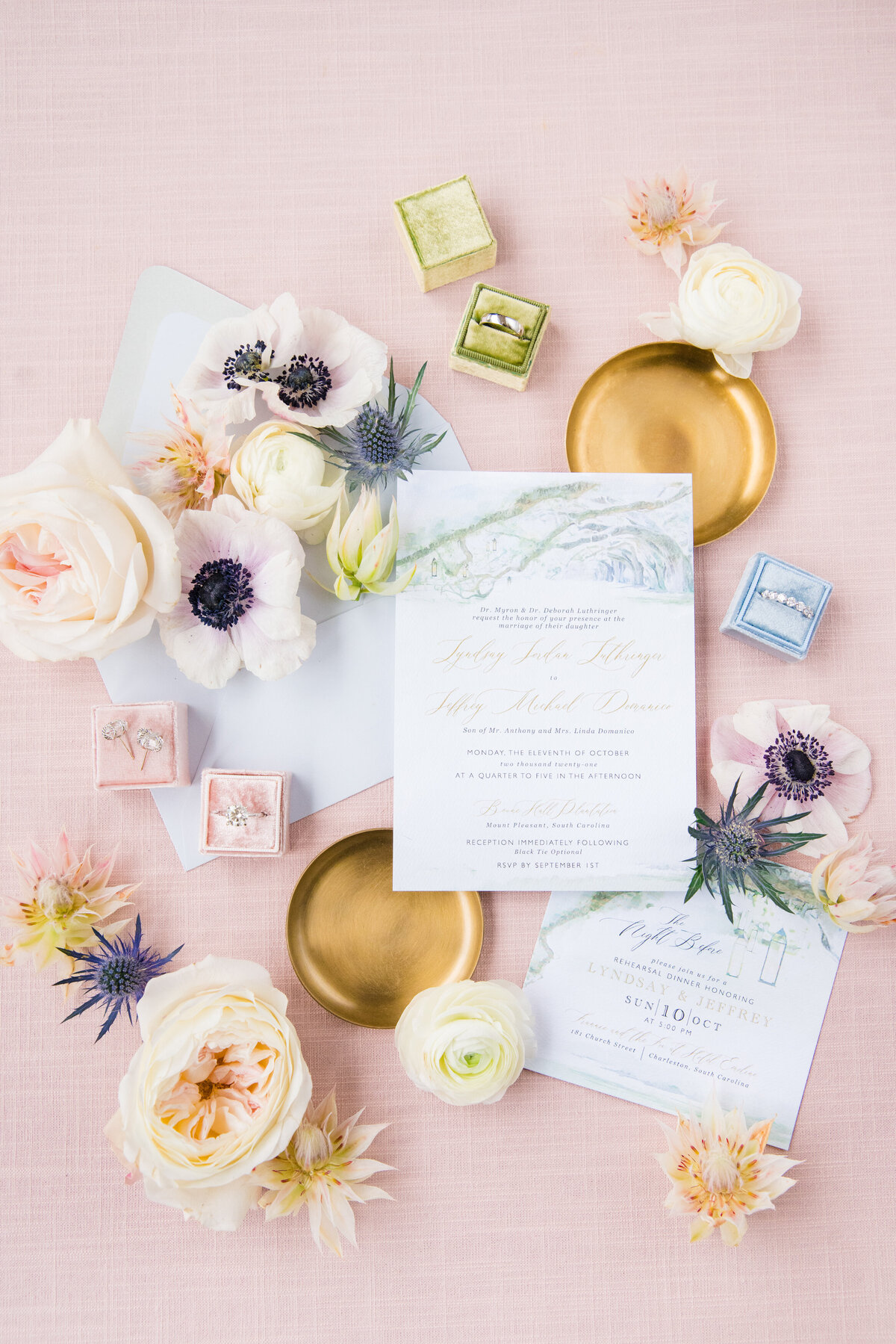styled photo of pastel wedding invitation suite