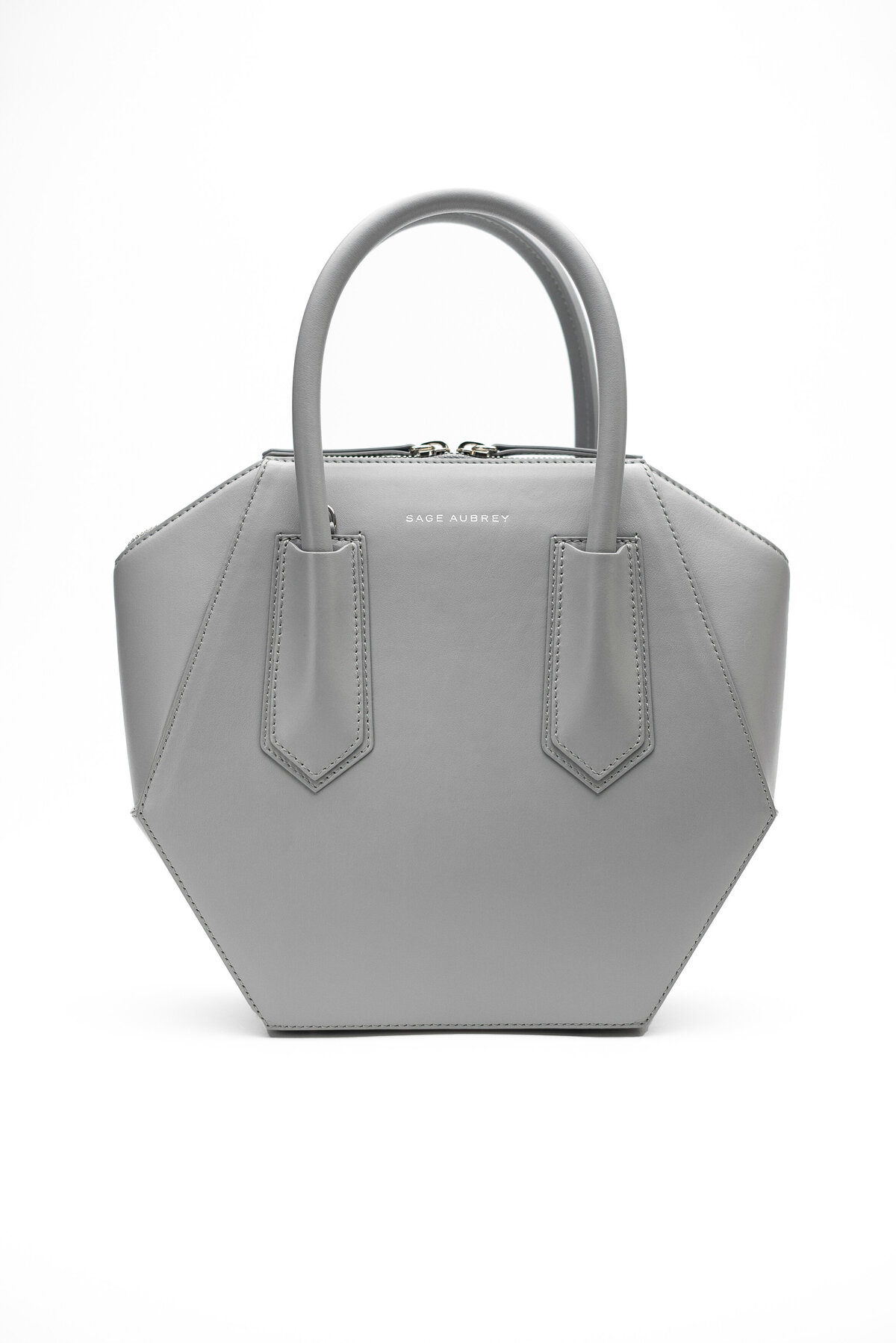 Sage Aubry geometric leather purse in gray