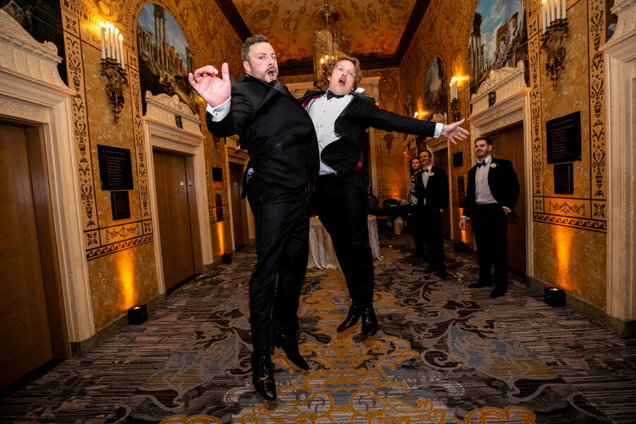 chestbump-groom-intercon-hotel-chicago-renaissance-ballroom-HBICWeddings