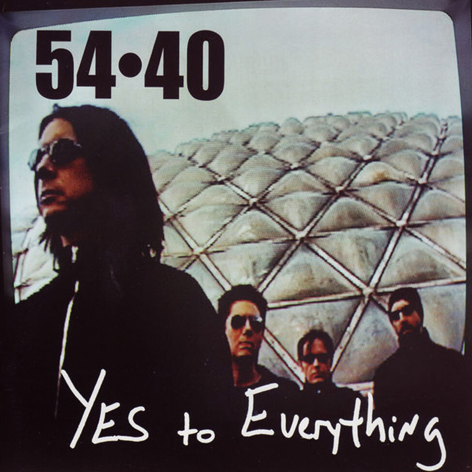 CD Cover Artist 54-50 Title Yes To Everything 4 band members standing in front of dome with triangle pattern lead singer in foreground