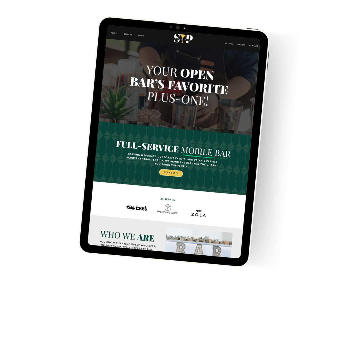 ipad mockup with sip happens website 