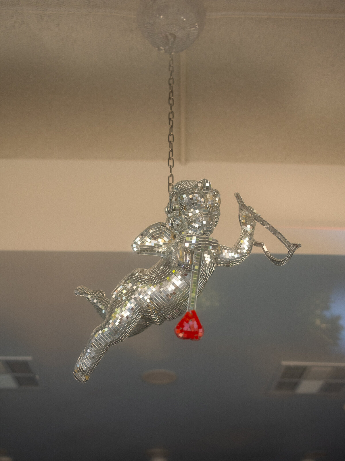 Cherub in the windpw at Sure Thing wedding chapel in Las Vegas. 