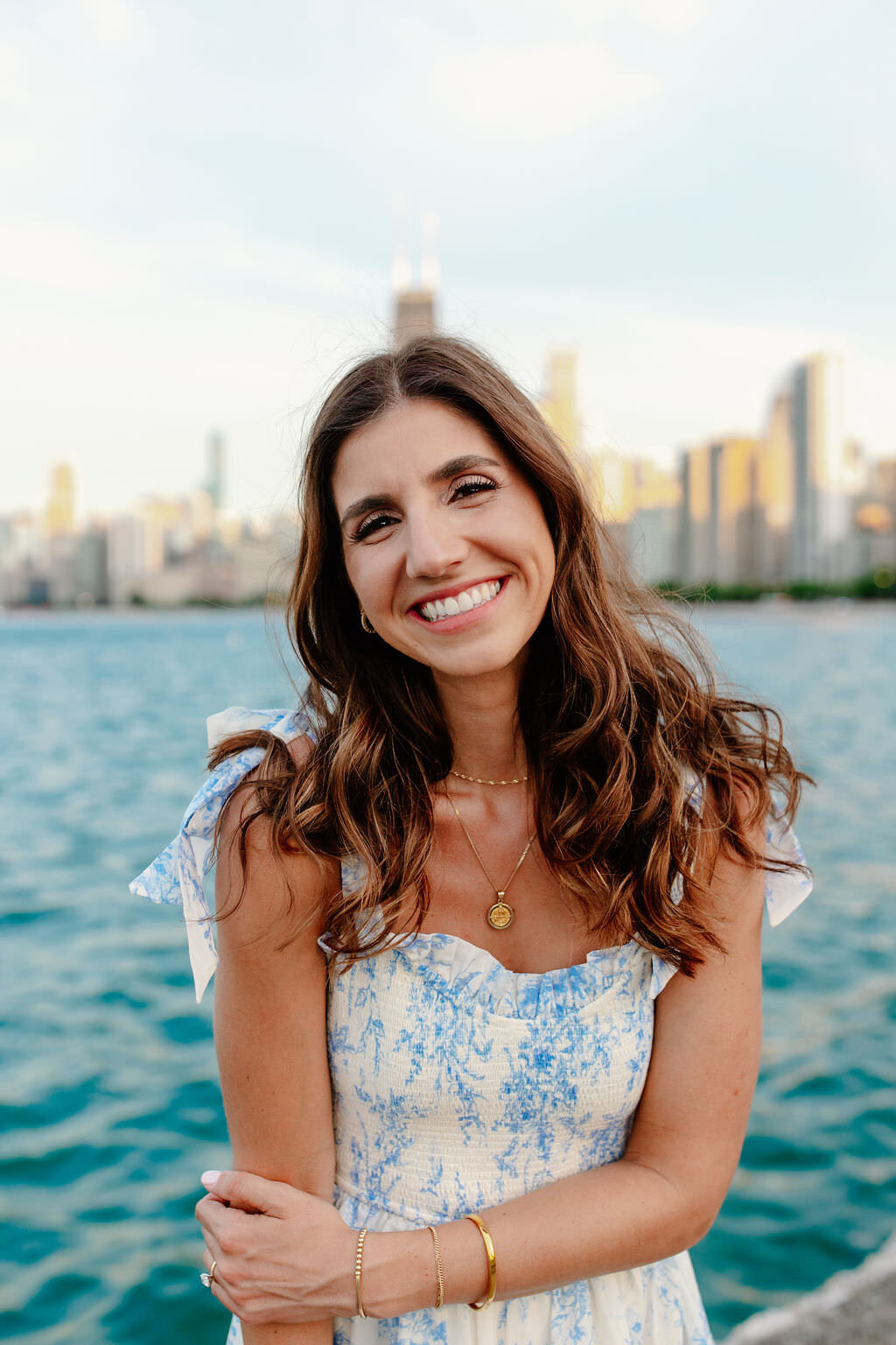 An engagement photography session at The Wrigley Building and North Ave Beach in Chicago, Illinois - 34