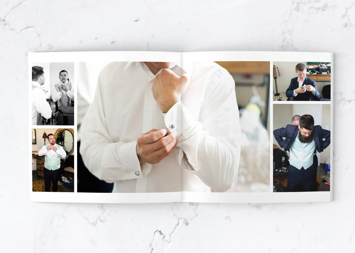 wedding album showing photos by Nashville wedding photographer, Liz Courtney