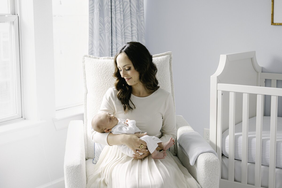 Mom and Baby Boy in Nursery