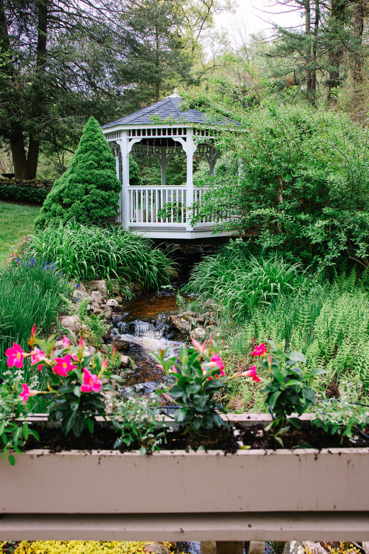 Gazebo in the middle of a garden
