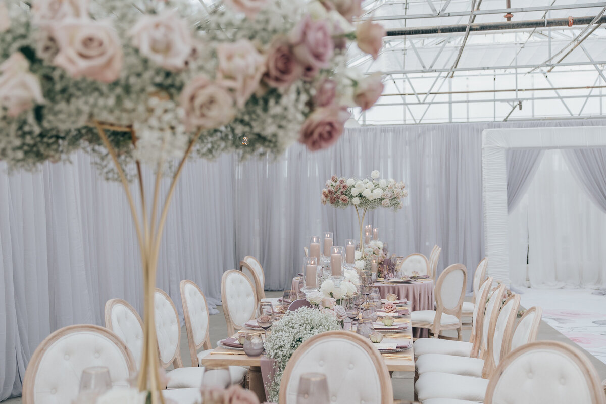 Ivory and lavender themed glamorous wedding at Twelfth Night Events