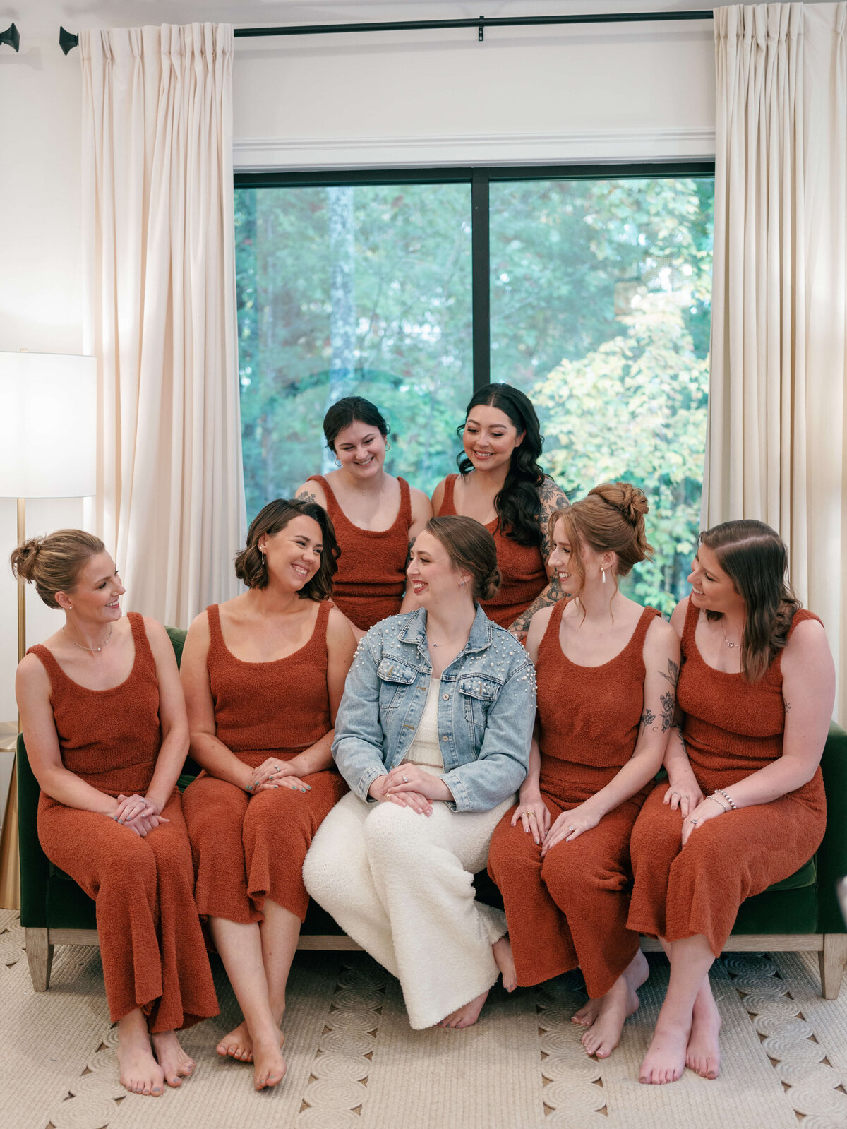 Bride and bridesmaids getting ready at Nichols Heir