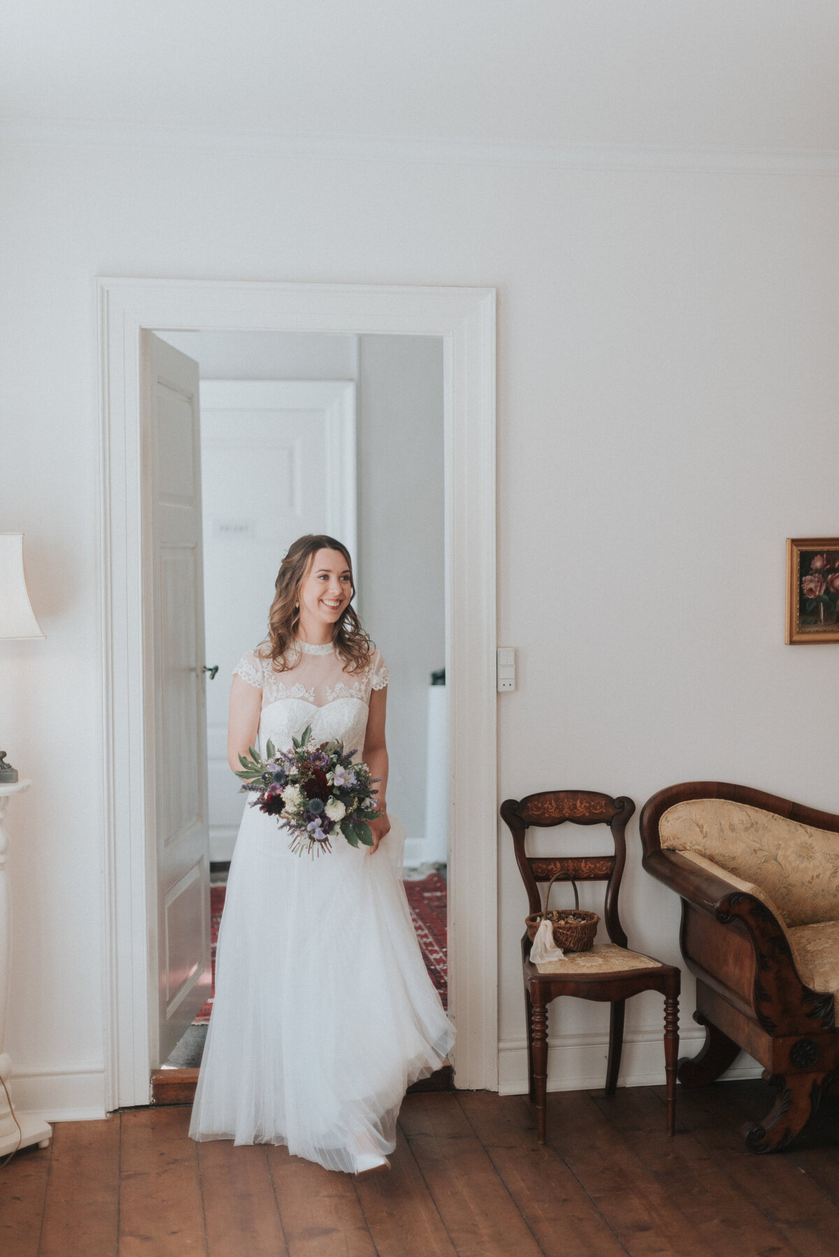 bride walking through door