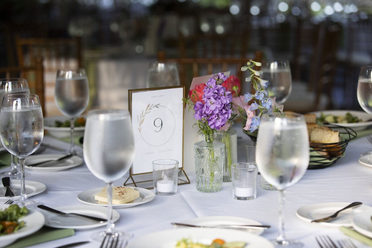 Place setting with bread, salad, butter at table 9 Tyler Arboretum in Pennsylvania