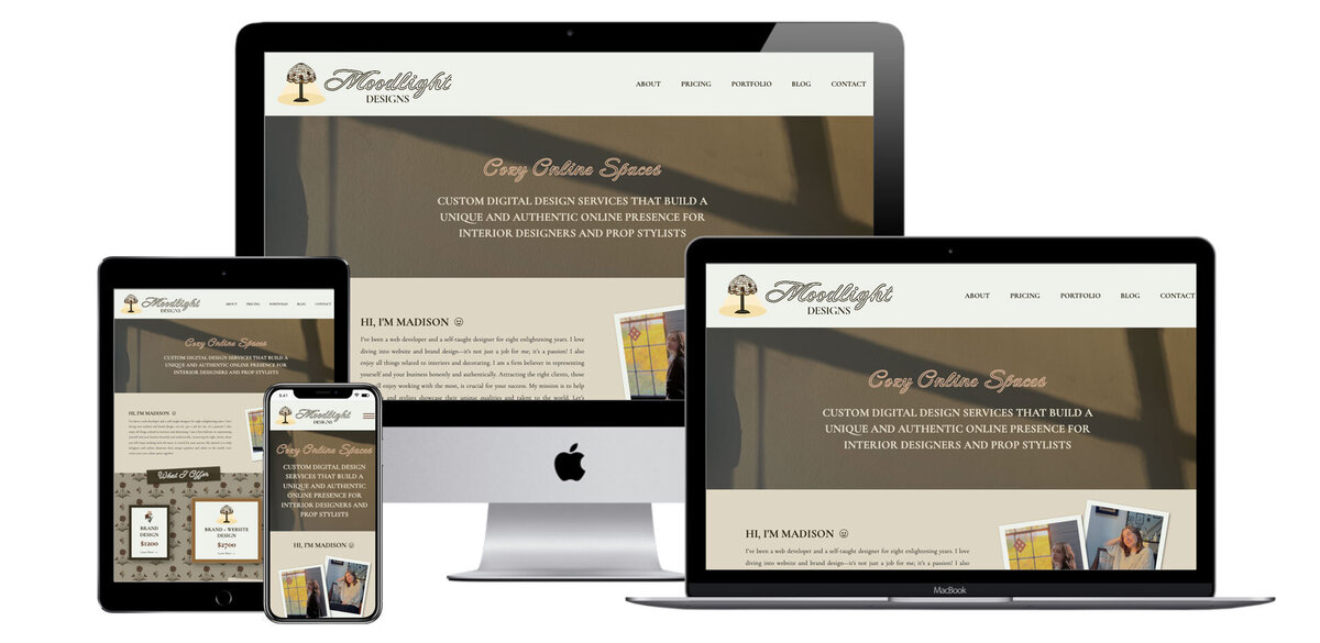 Moodlight Designs Responsive Website on Multiple Devices
