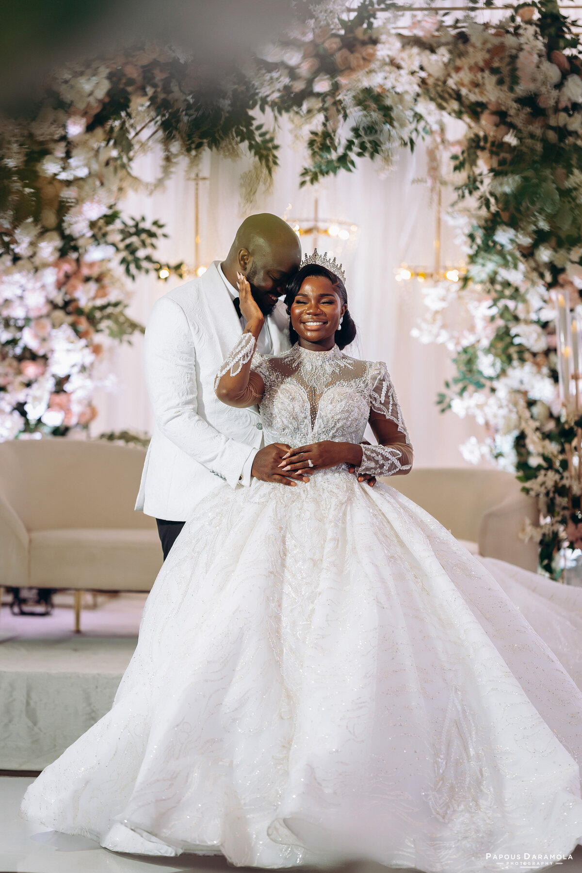Abigail and Abije Oruka Events Papouse photographer Wedding event planners Toronto planner African Nigerian Eyitayo Dada Dara Ayoola outdoor ceremony floral princess ballgown rolls royce groom suit potraits  paradise banquet hall vaughn 210