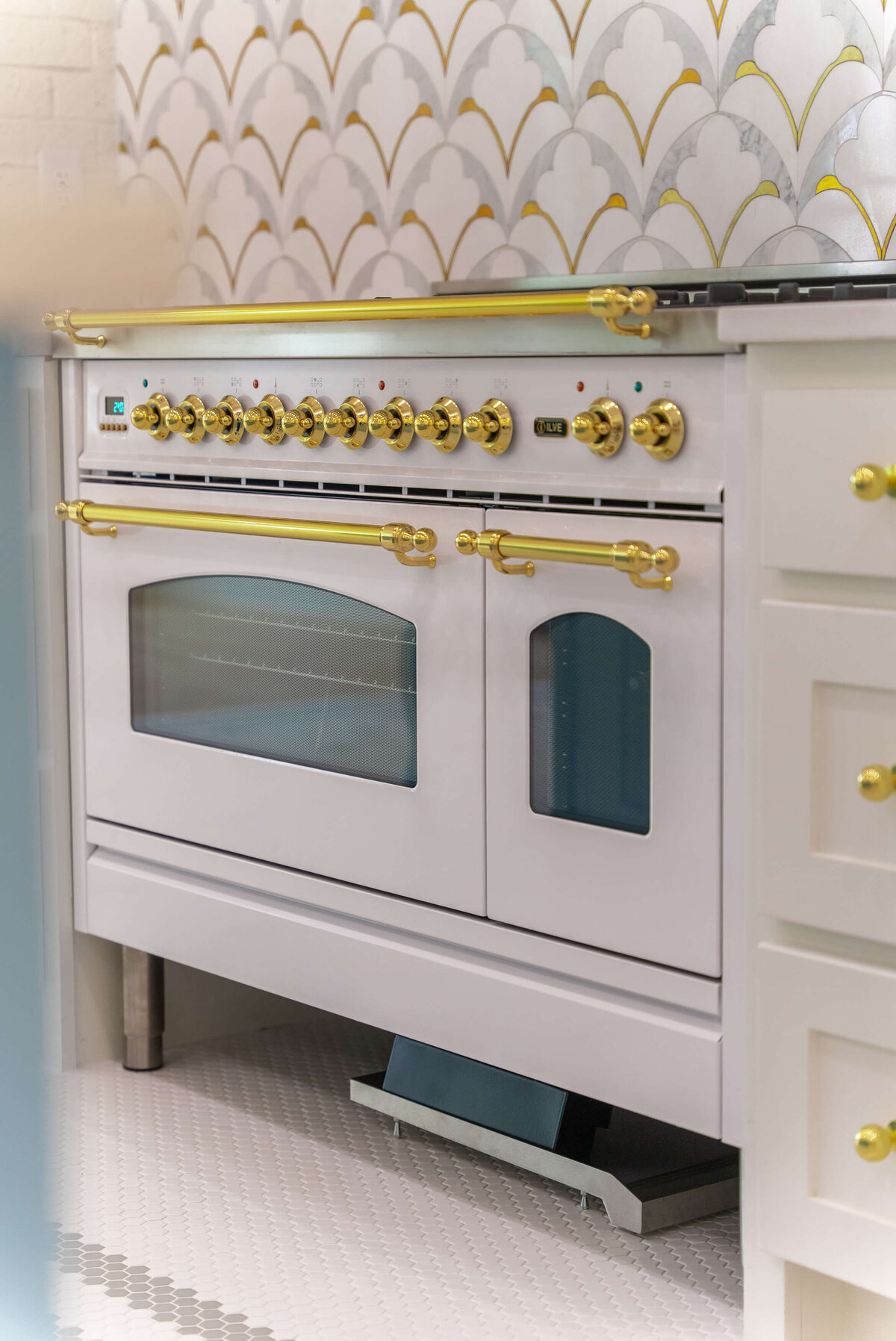 Custom home kitchen with white appliances