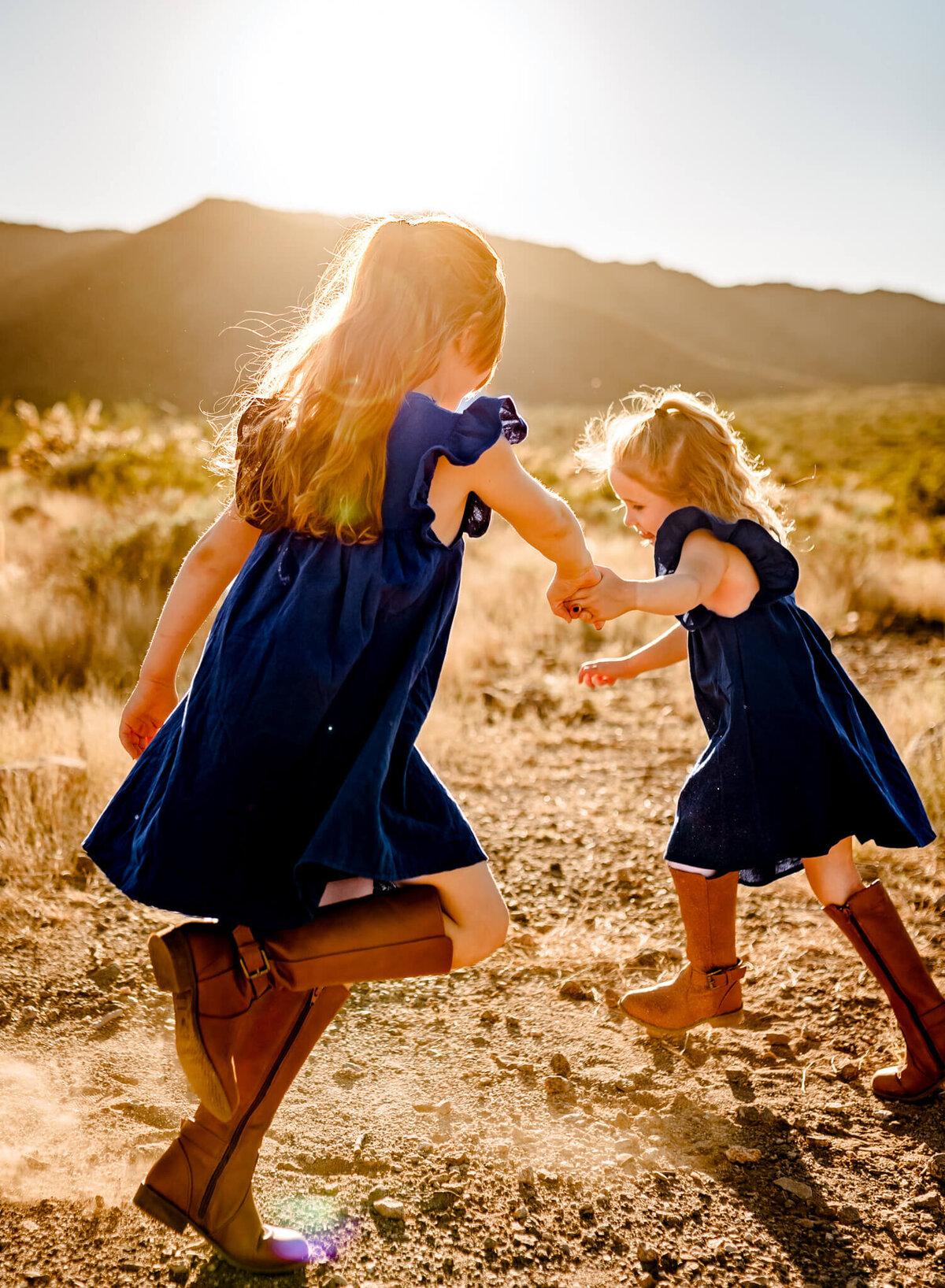 girls dancing in Arizona for family photography session