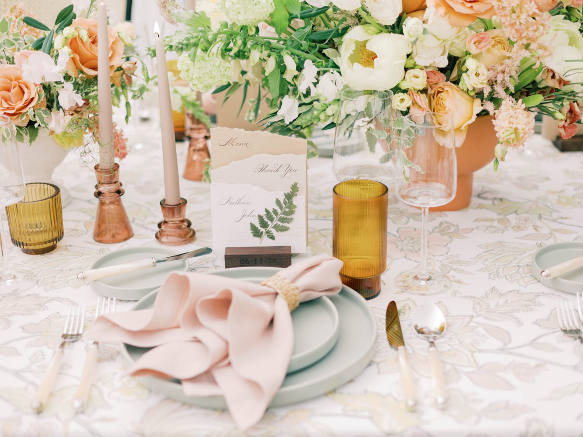 Atlanta Wedding Designers | a colorful tablescape in the Georgia mountains