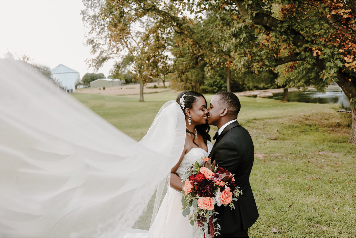 Bride and Groom kissing